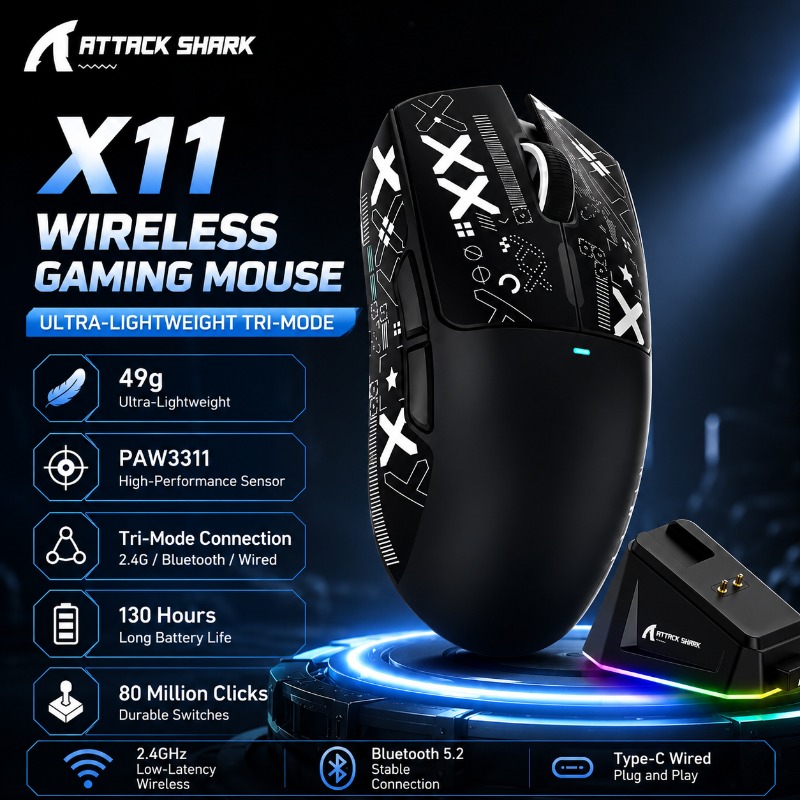 Gaming Console Buttons - Беспроводная игровая мышь ATTACK SHARK X11,